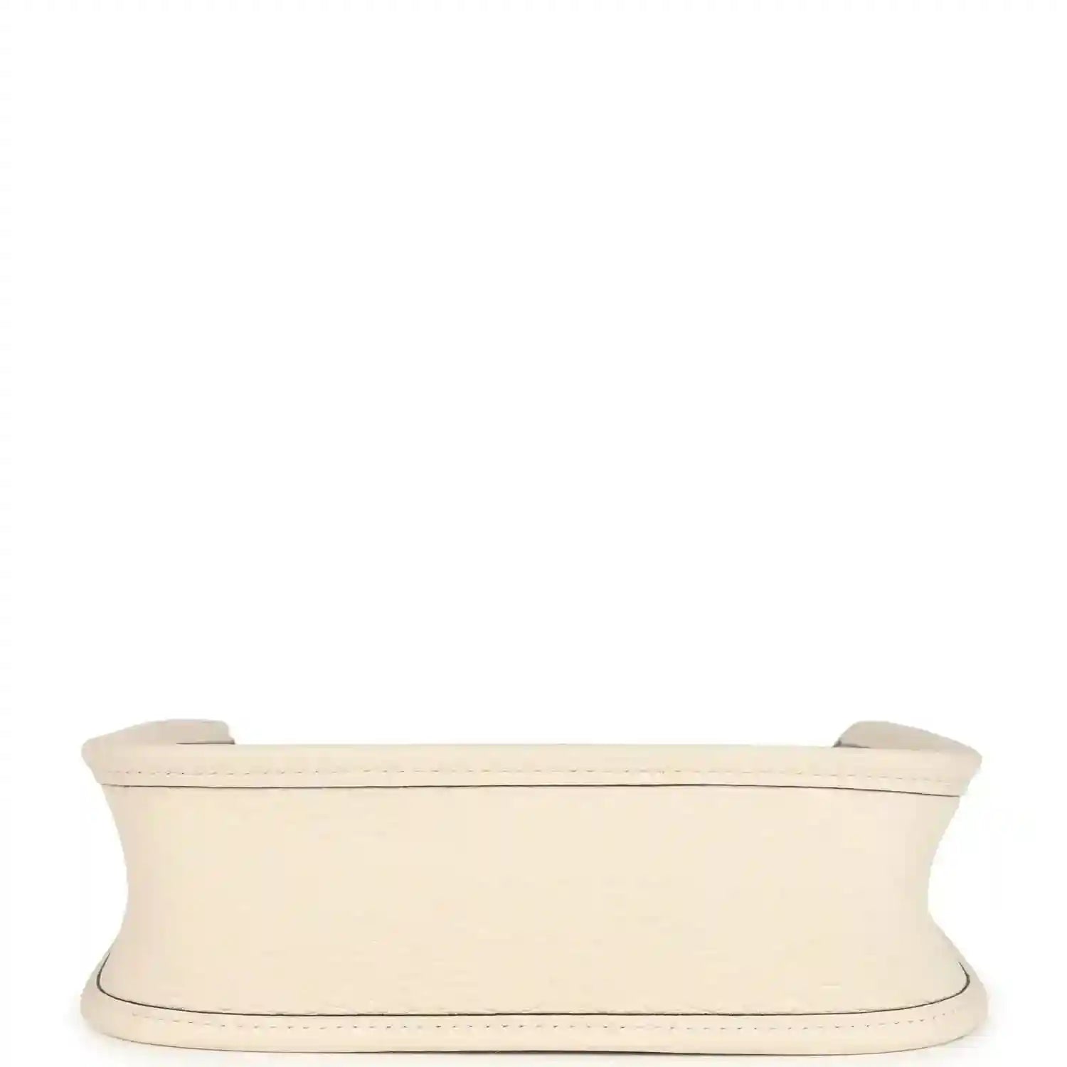 Light beige TPM bag side view with wide top trim and slim strap loops