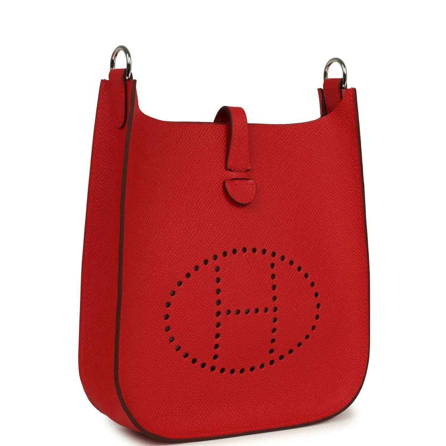 Hermes Evelyne Sellier TPM bag in red leather with side strap loop and logo medallion