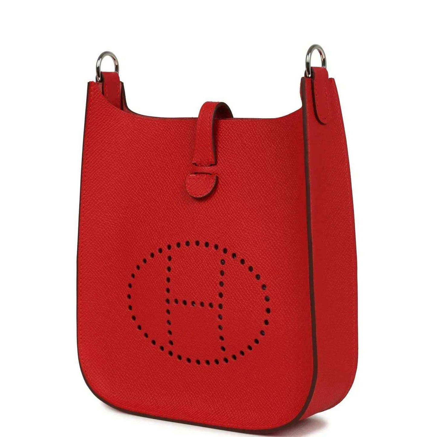 Hermes Evelyne Sellier TPM bag in red leather with perforated logo medallion