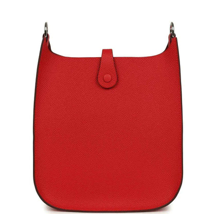 Hermes Evelyne Sellier TPM bag in red leather with top flap and buckle