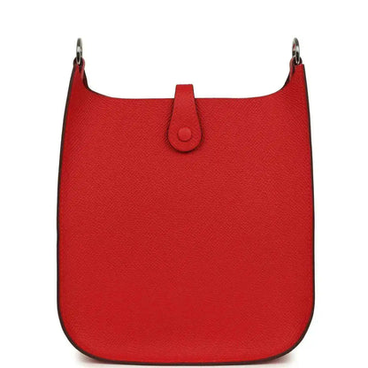 Hermes Evelyne Sellier TPM bag in red leather with top flap and buckle