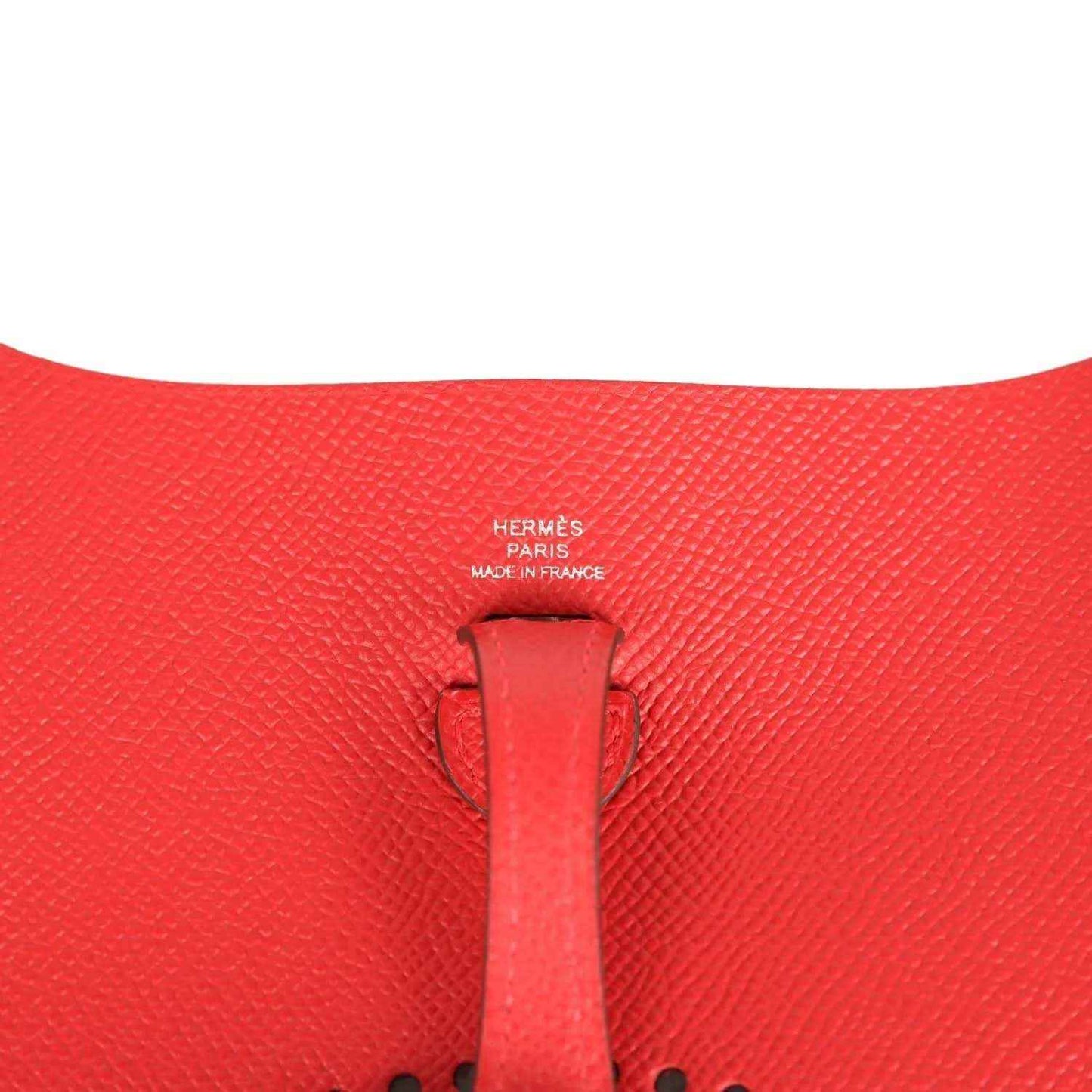 Hermes Paris Made in France stamp on red leather Evelyne Sellier TPM bag
