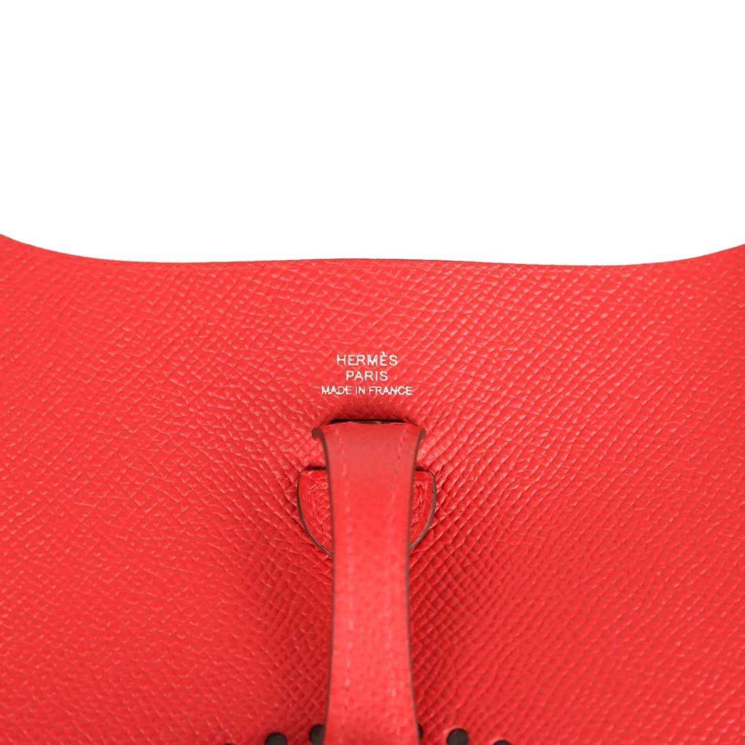 Hermes Paris Made in France stamp on red leather Evelyne Sellier TPM bag
