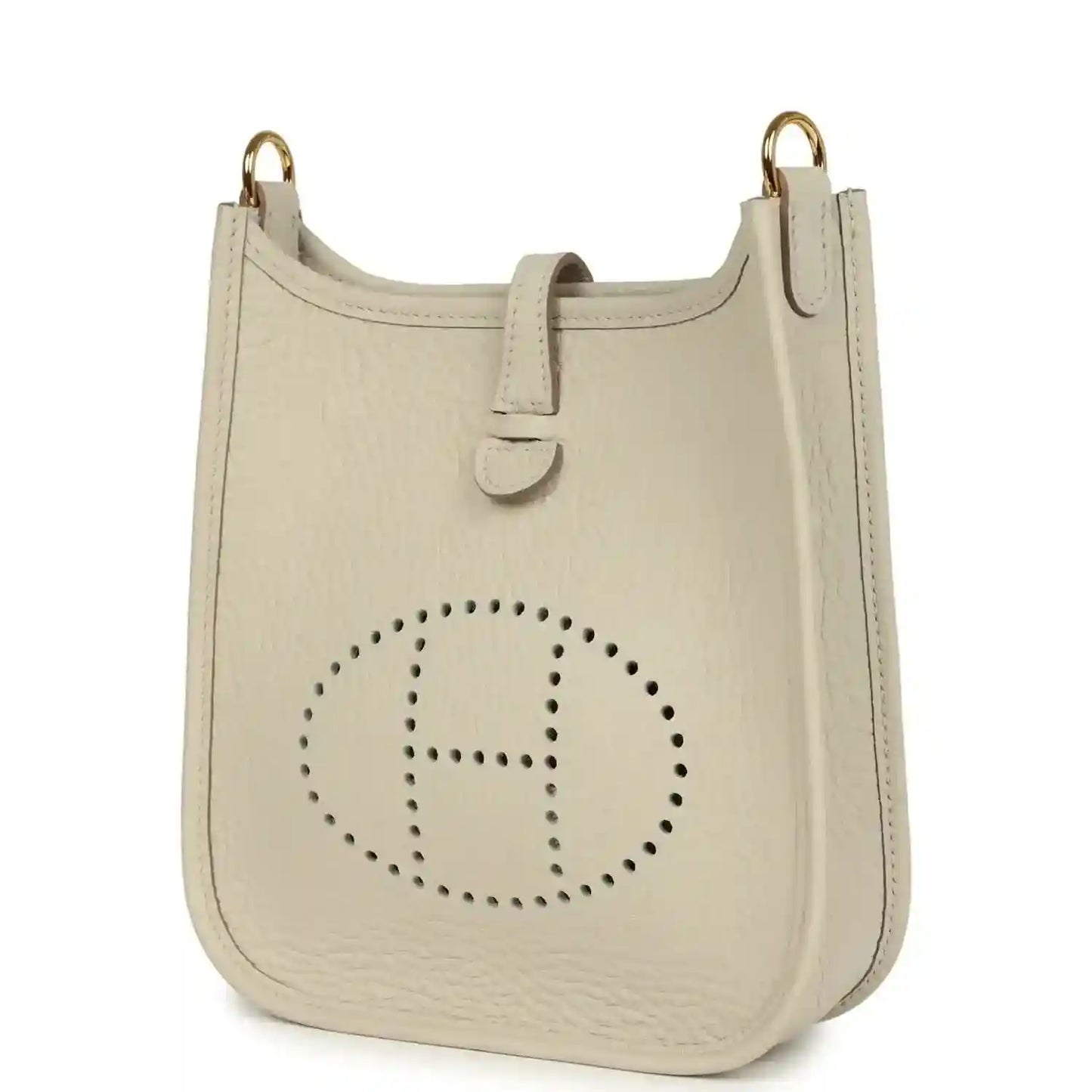 Hermes Evelyne TPM mini bag in light beige with dotted H logo and gold hardware