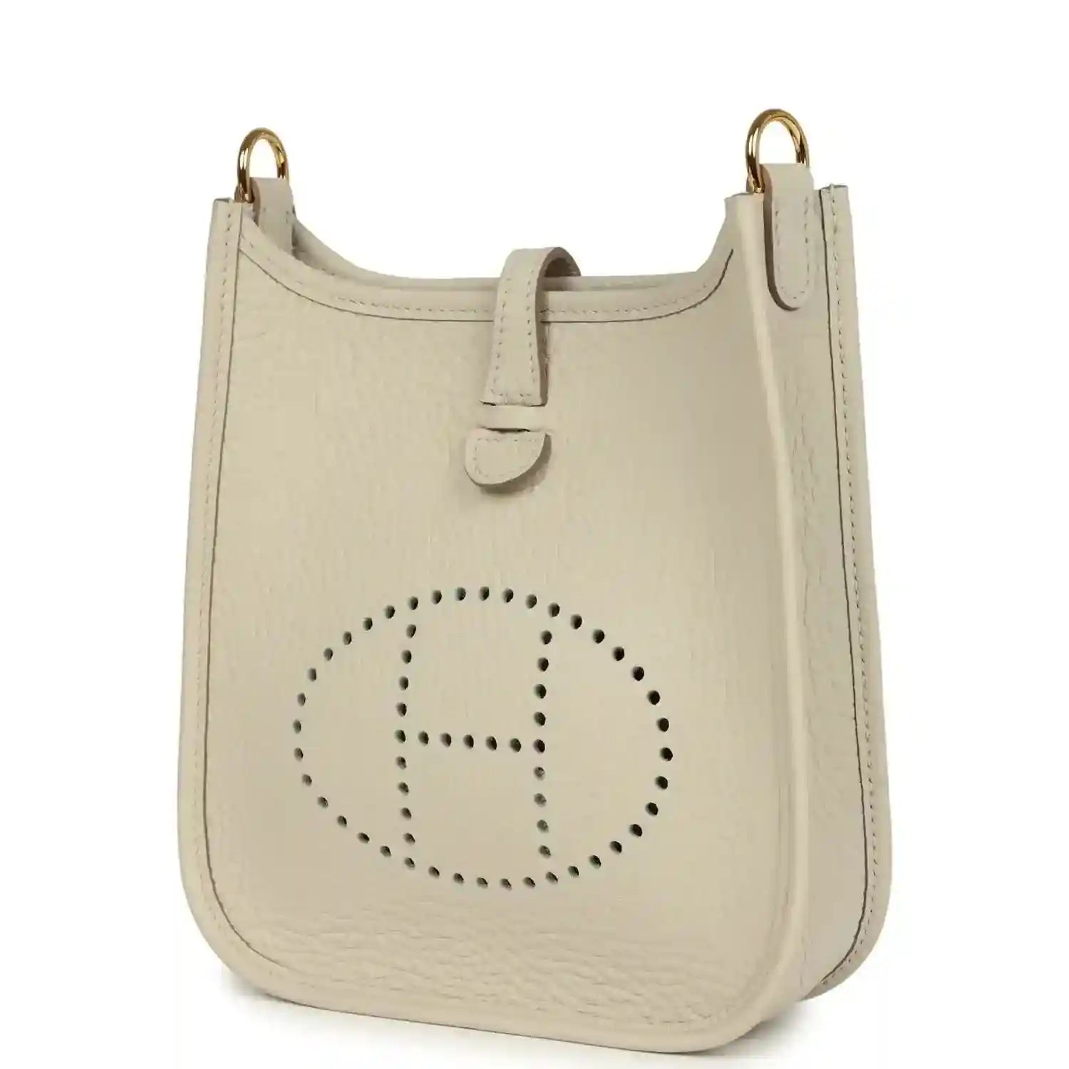 Hermes Evelyne TPM mini bag in light beige with dotted H logo and gold hardware