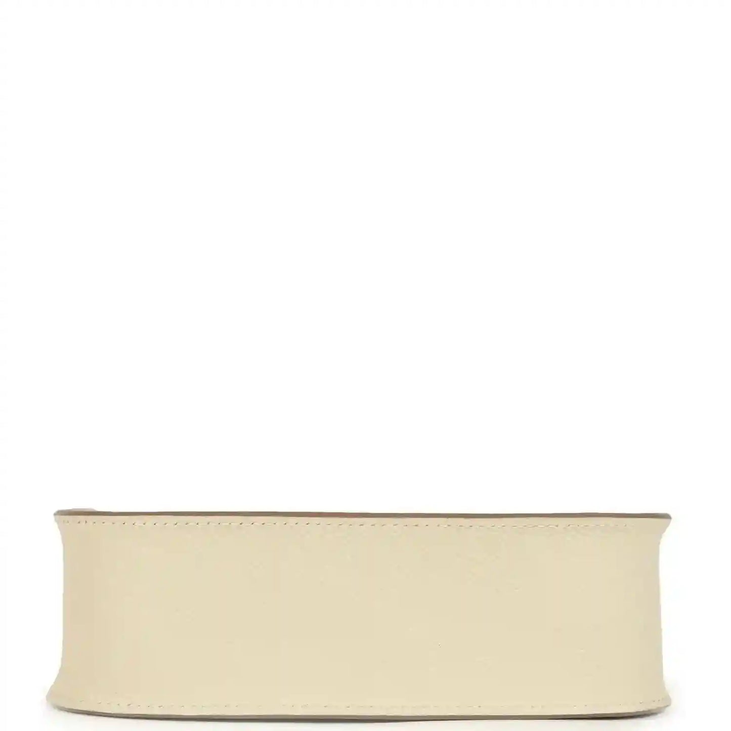 Cream leather crossbody bag base band with stitched edge and smooth finish