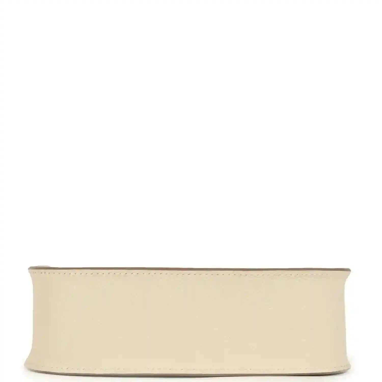 Cream leather crossbody bag base band with stitched edge and smooth finish