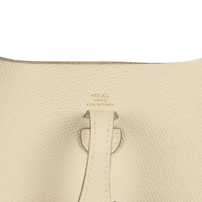 Cream leather tab detail with Hermes Paris and Made in France stamp