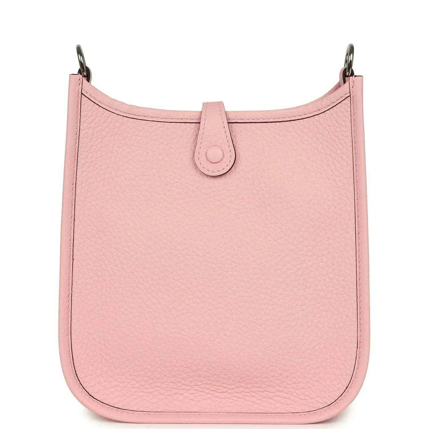 Rose pink leather Evelyne TPM bag with smooth front panel and top handle loops