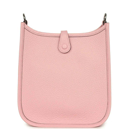 Rose pink leather Evelyne TPM bag with smooth front panel and top handle loops