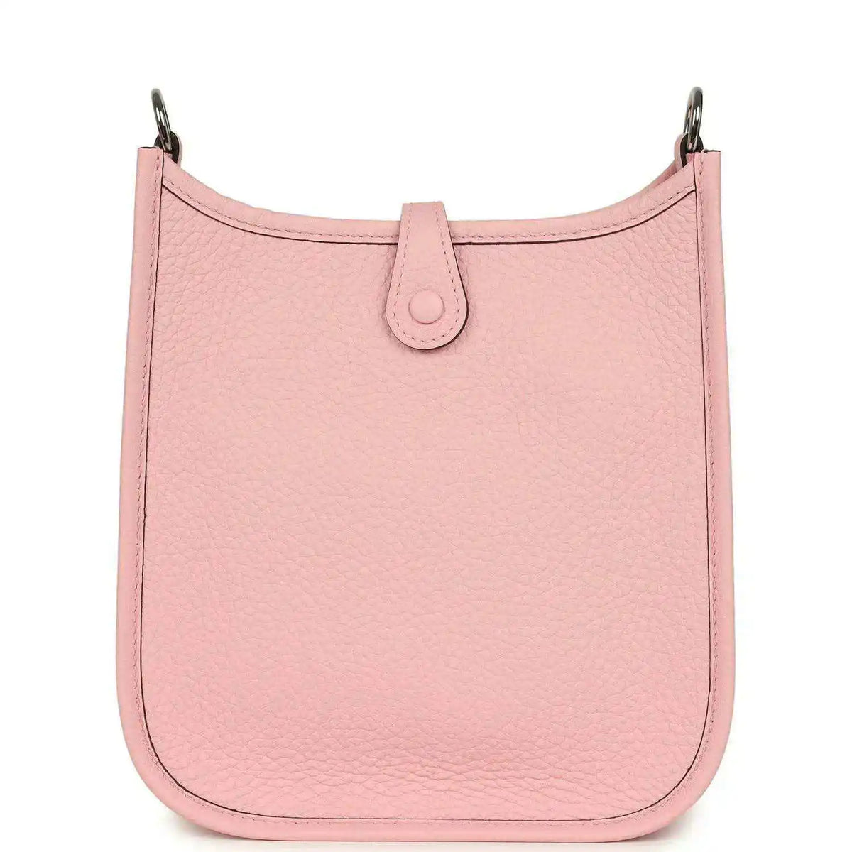 Rose pink leather Evelyne TPM bag with smooth front panel and top handle loops