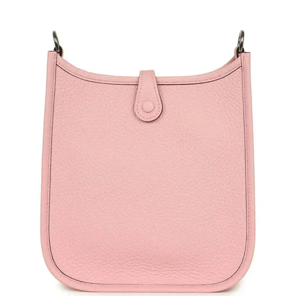 Rose pink leather Evelyne TPM bag with smooth front panel and top handle loops