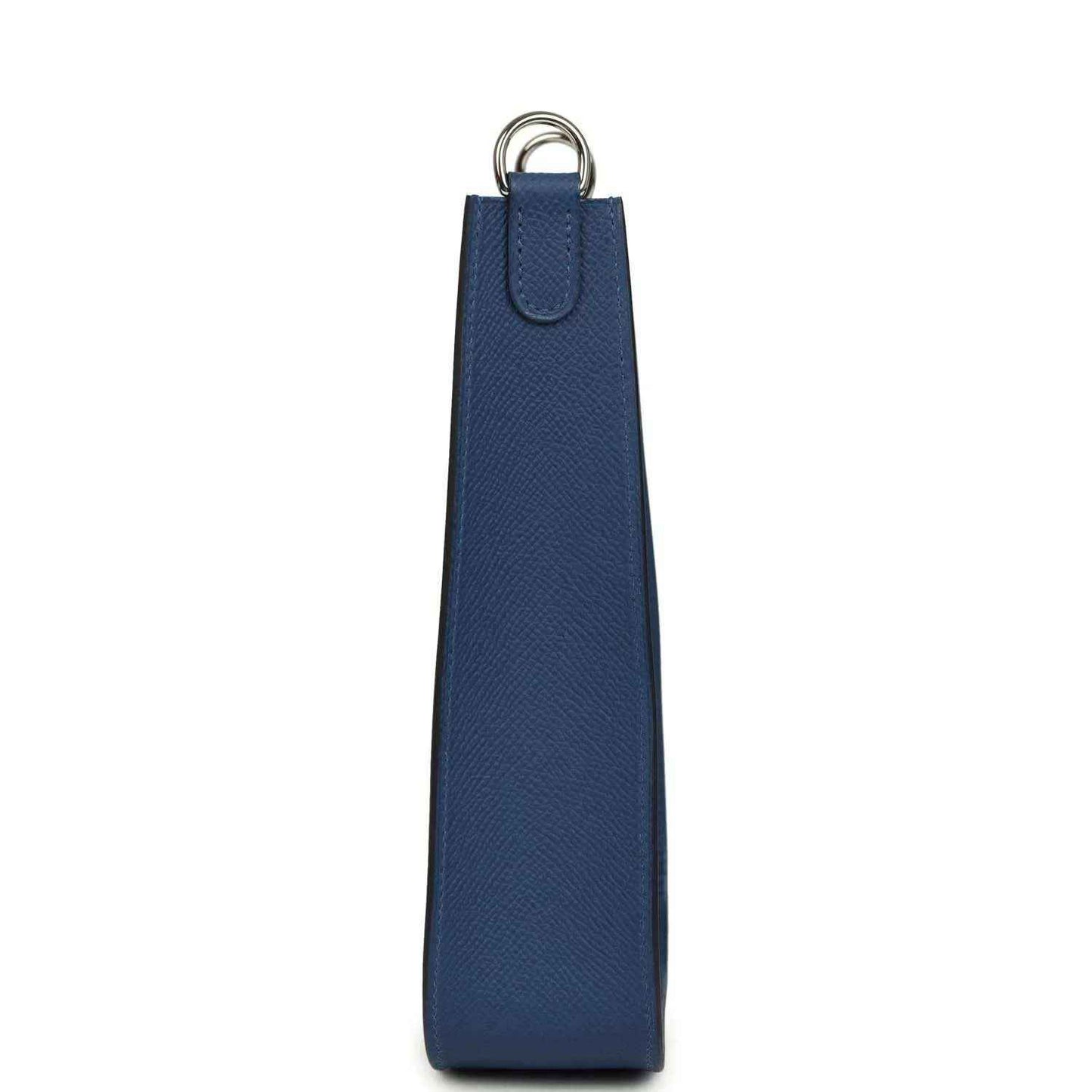 Evelyne Sellier TPM shoulder bag in blue textured leather, top handle and strap