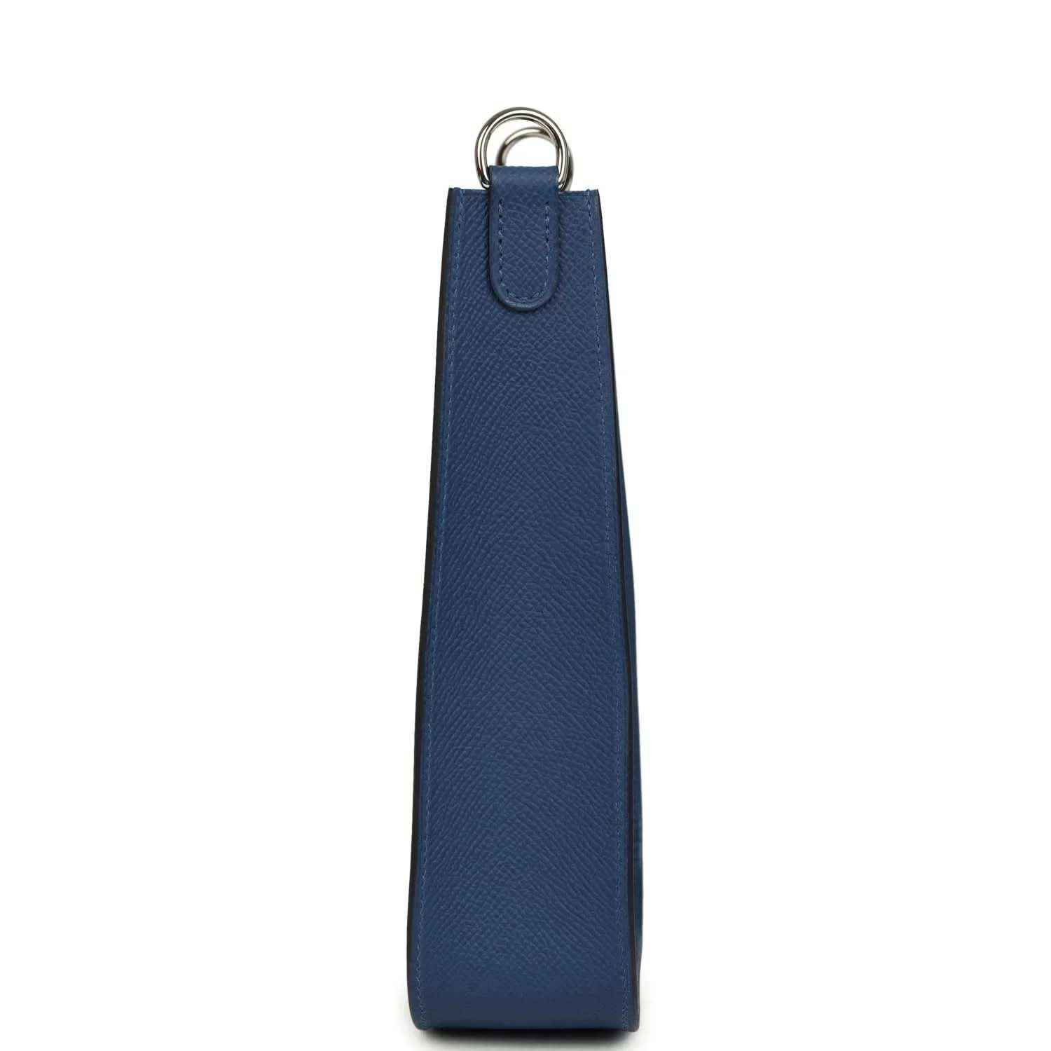 Evelyne Sellier TPM shoulder bag in blue textured leather, top handle and strap