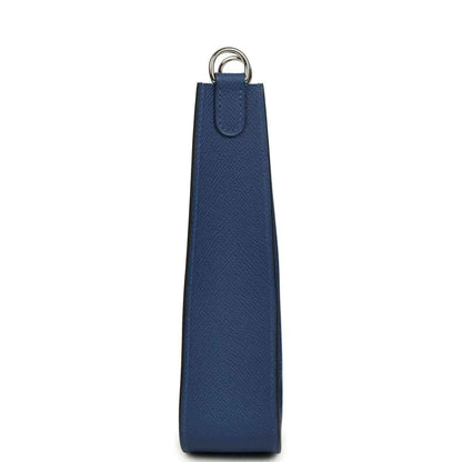 Evelyne Sellier TPM shoulder bag in blue textured leather, top handle and strap