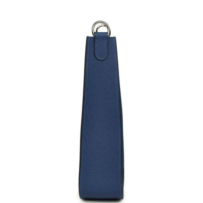 Evelyne Sellier TPM shoulder bag in blue textured leather, top handle and strap