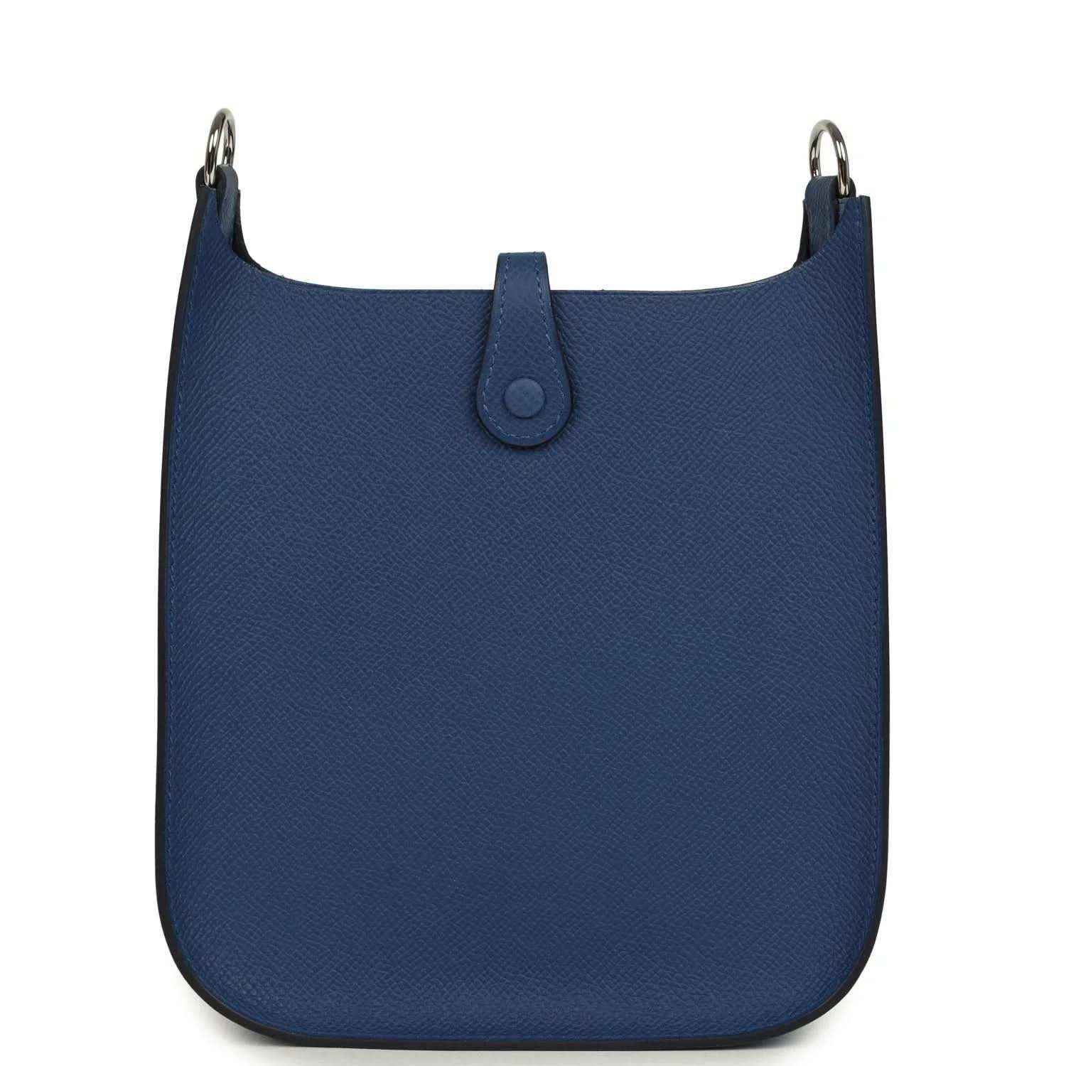 Evelyne Sellier TPM shoulder bag in blue textured leather, plain front panel