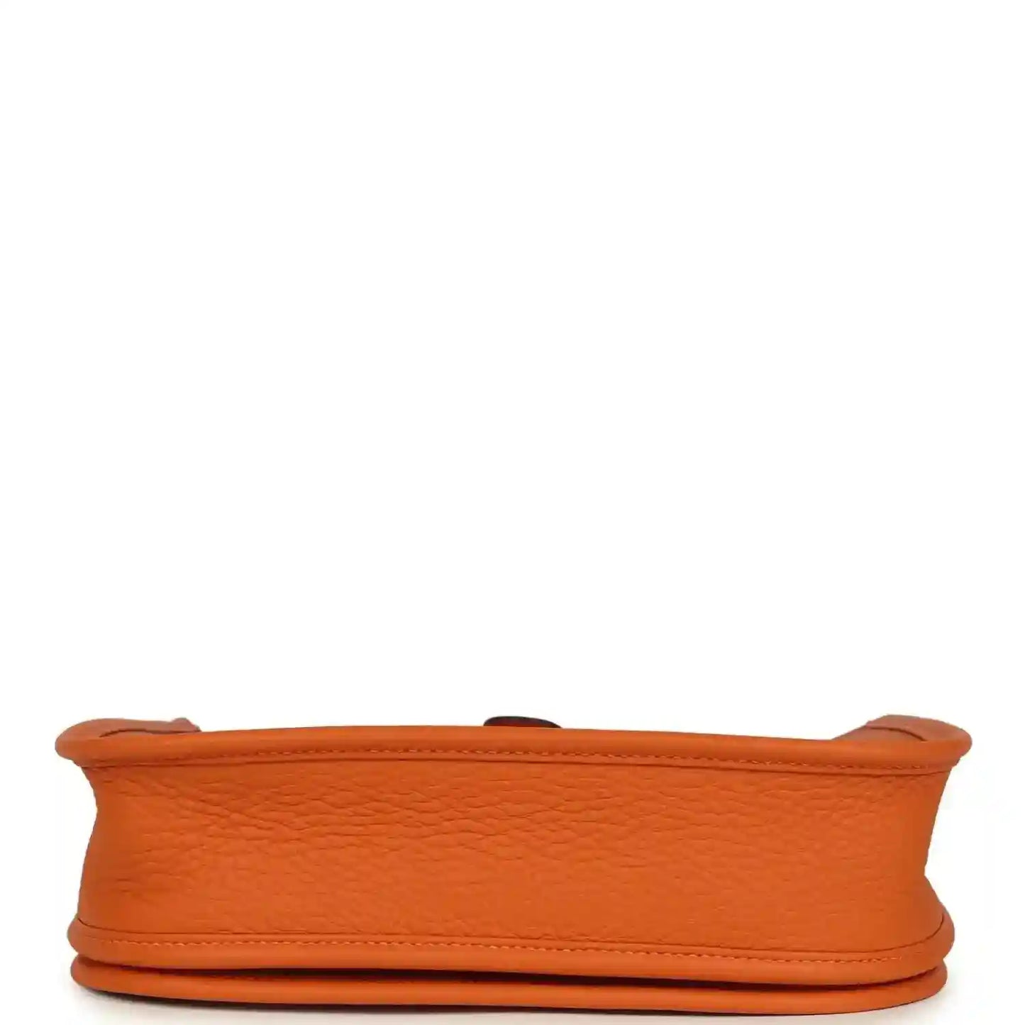 Orange leather hobo bag base with stitched rim and folded edge