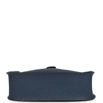 Hermes bag in blue bottom view with pebbled leather texture
