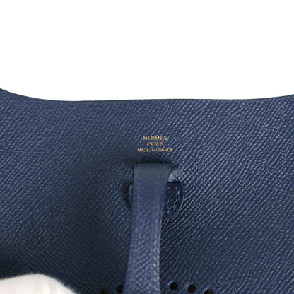Hermes Paris made in France stamp on blue leather bag interior