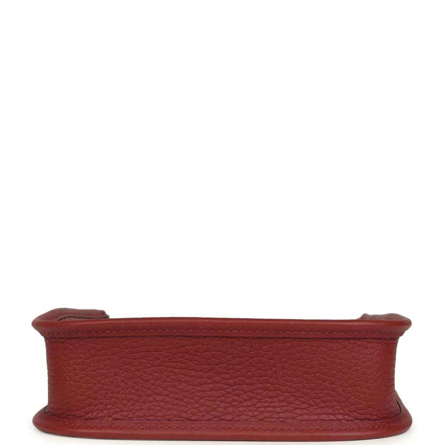 Red textured leather small bag base with stitched rim detail