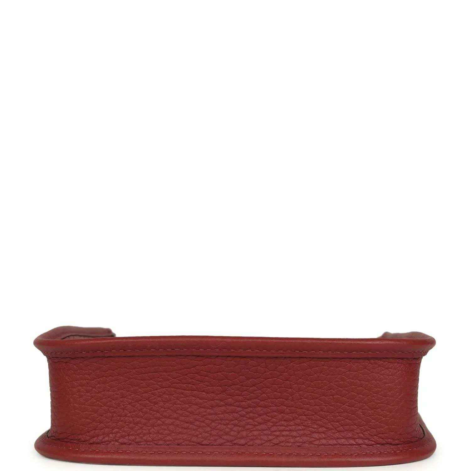 Red textured leather small bag base with stitched rim detail