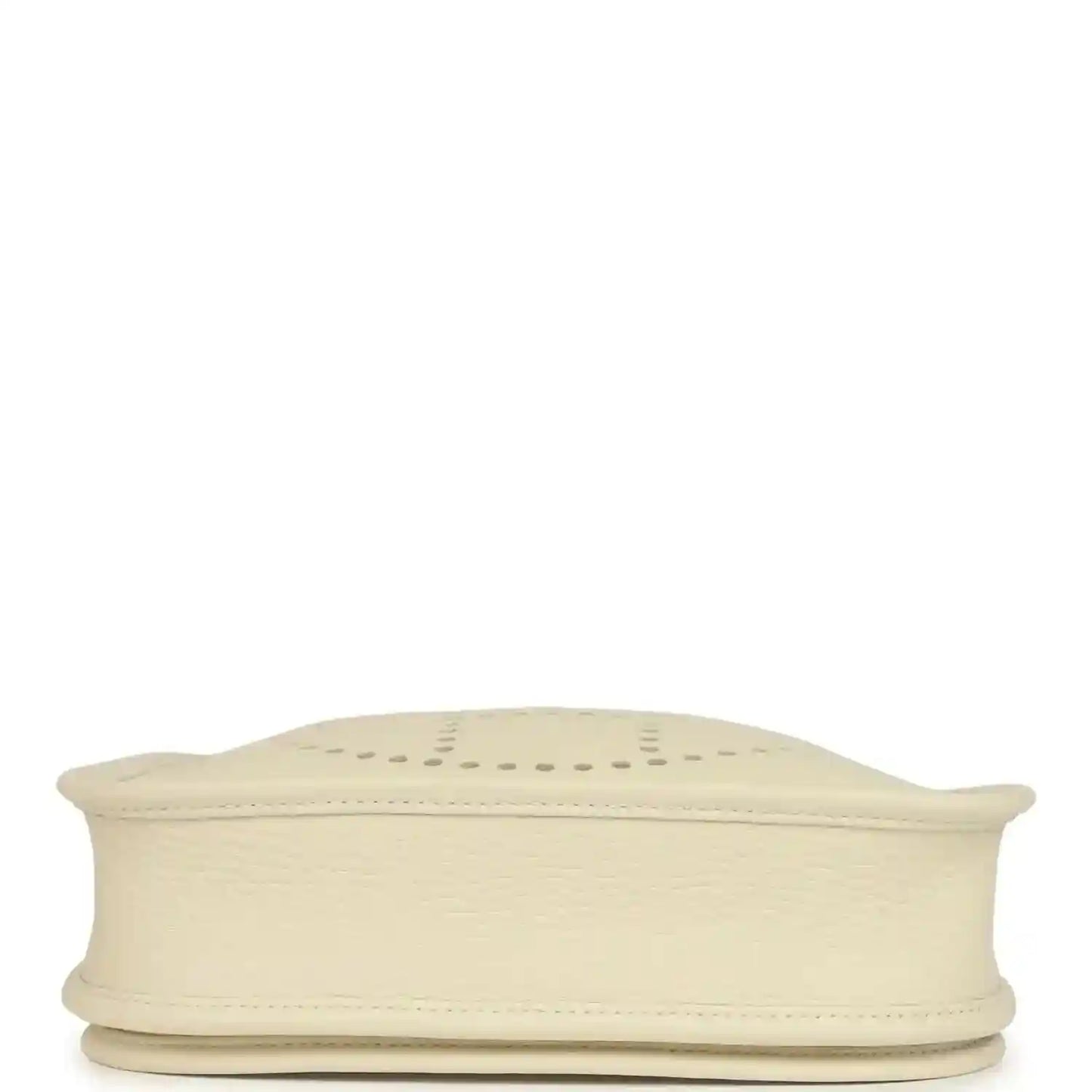 Cream leather bag base with rolled edge detail and stitched trim