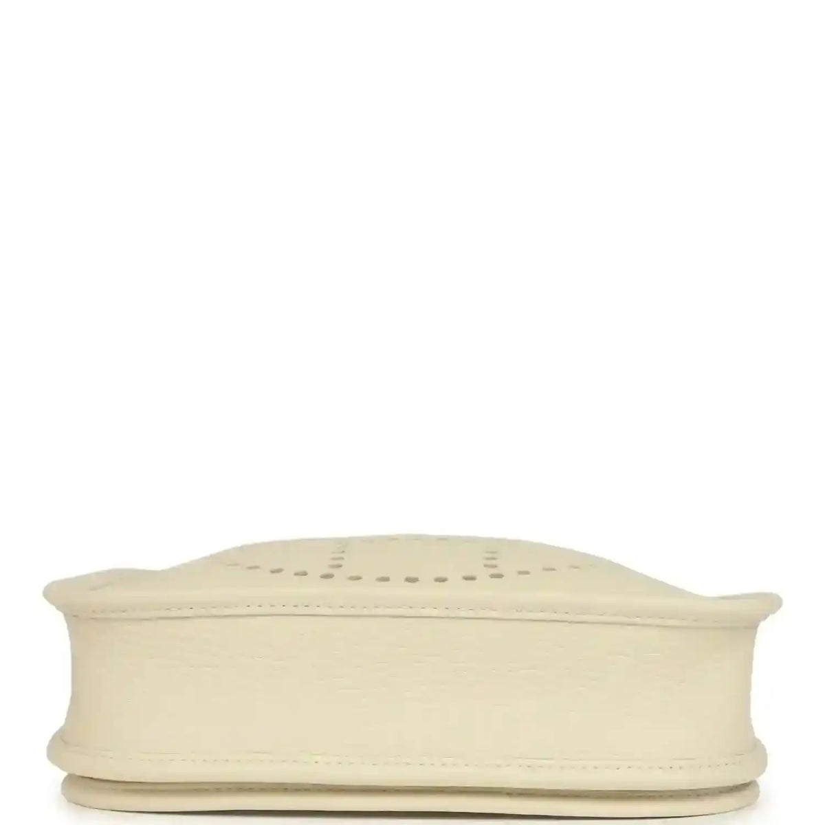 Cream leather bag base with rolled edge detail and stitched trim
