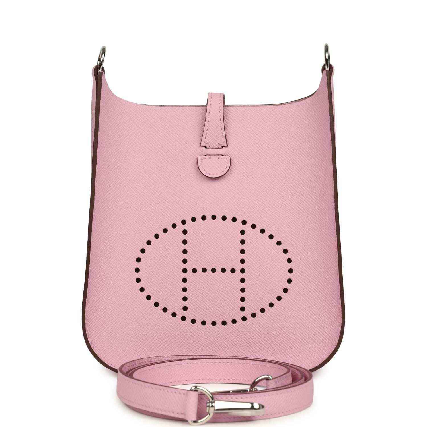 Mauve Evelyne Sellier TPM shoulder bag with front perforated logo and crossbody strap