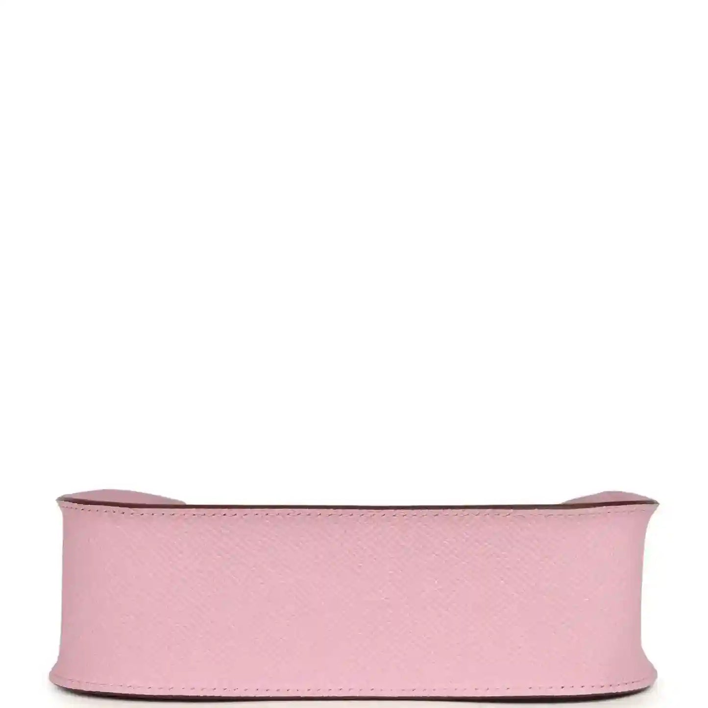 Mauve Evelyne Sellier TPM bag bottom view with wide leather strap base
