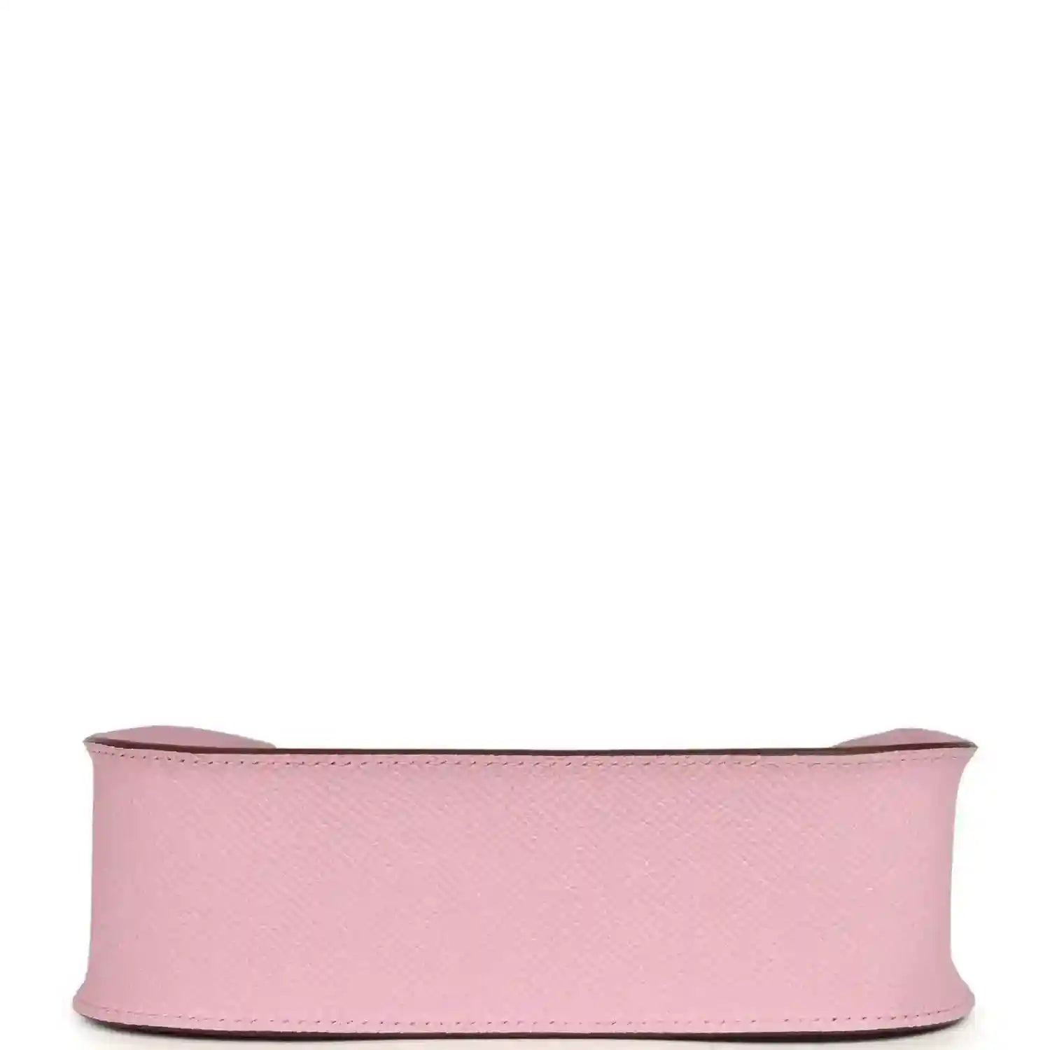 Mauve Evelyne Sellier TPM bag bottom view with wide leather strap base
