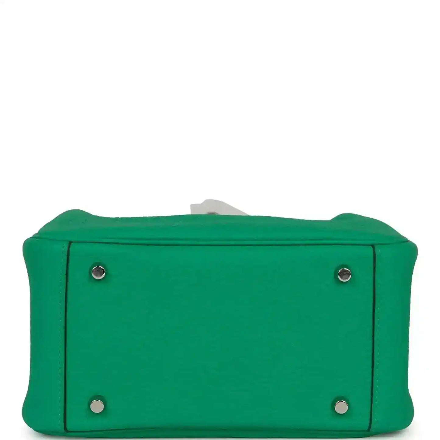 Mini green leather handbag base with four metal feet