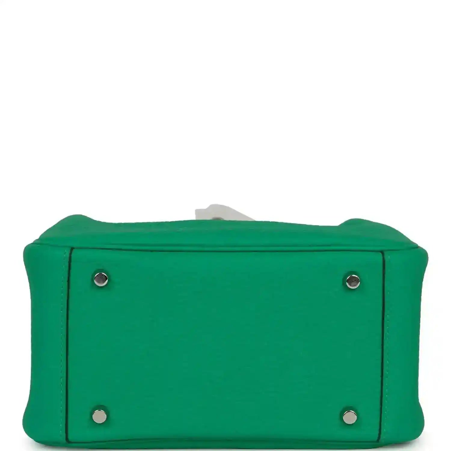 Mini green leather handbag base with four metal feet