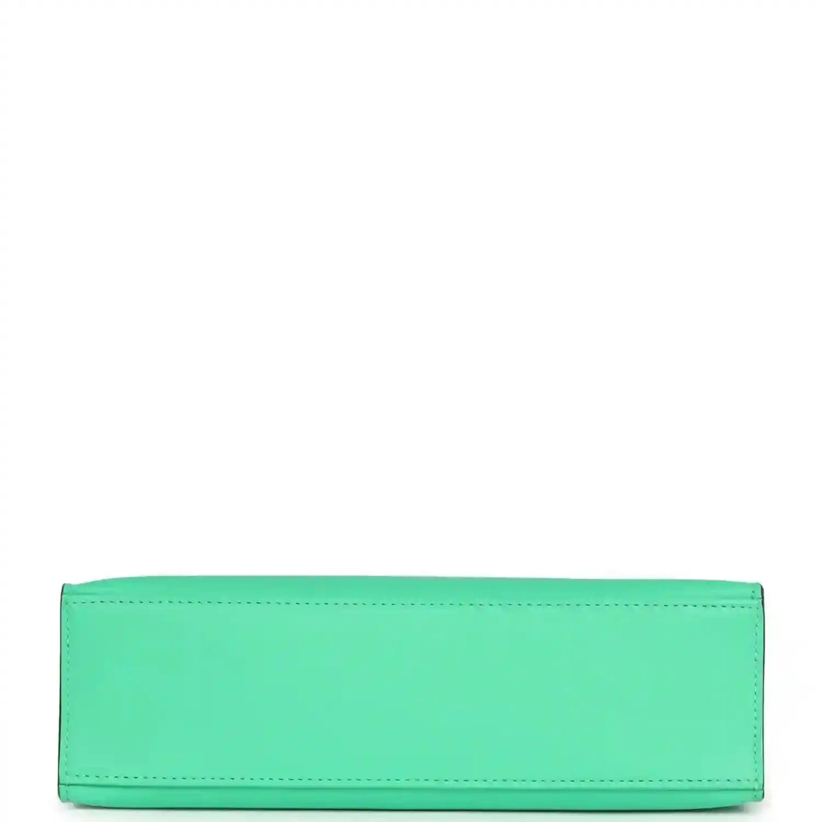 Hermes Kelly pochette green leather base panel with stitched edges