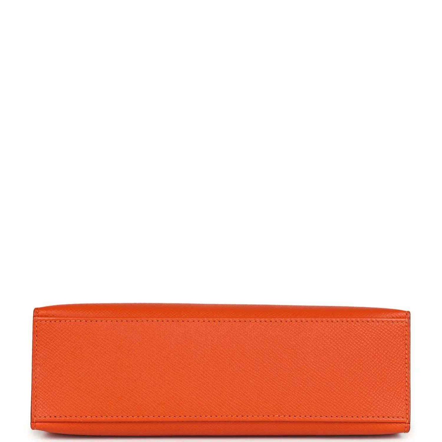 Orange Epsom leather clutch back panel with clean flat finish