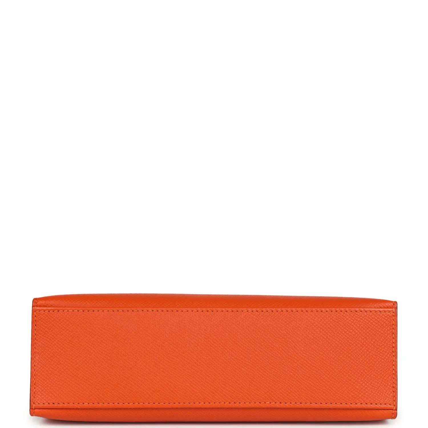 Orange Epsom leather clutch back panel with clean flat finish