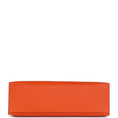 Orange Epsom leather clutch back panel with clean flat finish