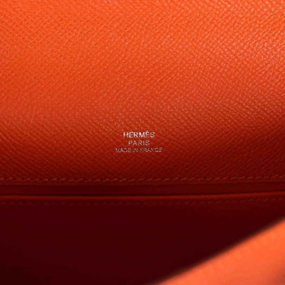 Orange Epsom leather interior stamp: HERMES PARIS MADE IN FRANCE