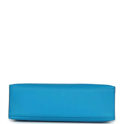 Hermes Kelly pochette handbag in blue with smooth rectangular base