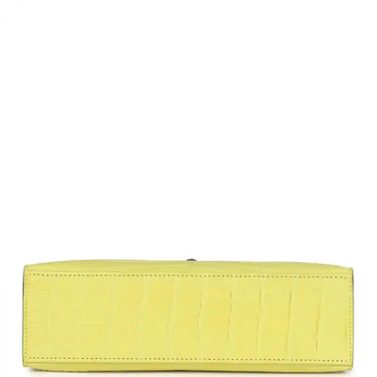 Lime alligator clutch base panel with perimeter stitching