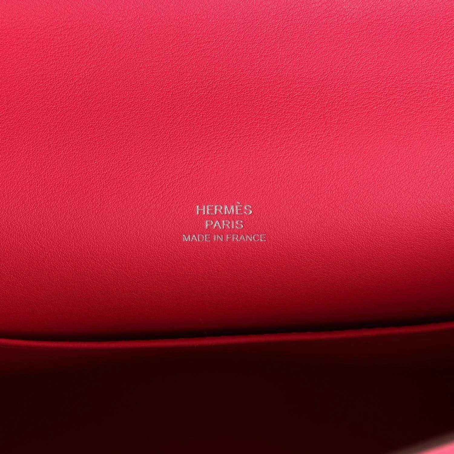Hermès logo embossing on pink leather