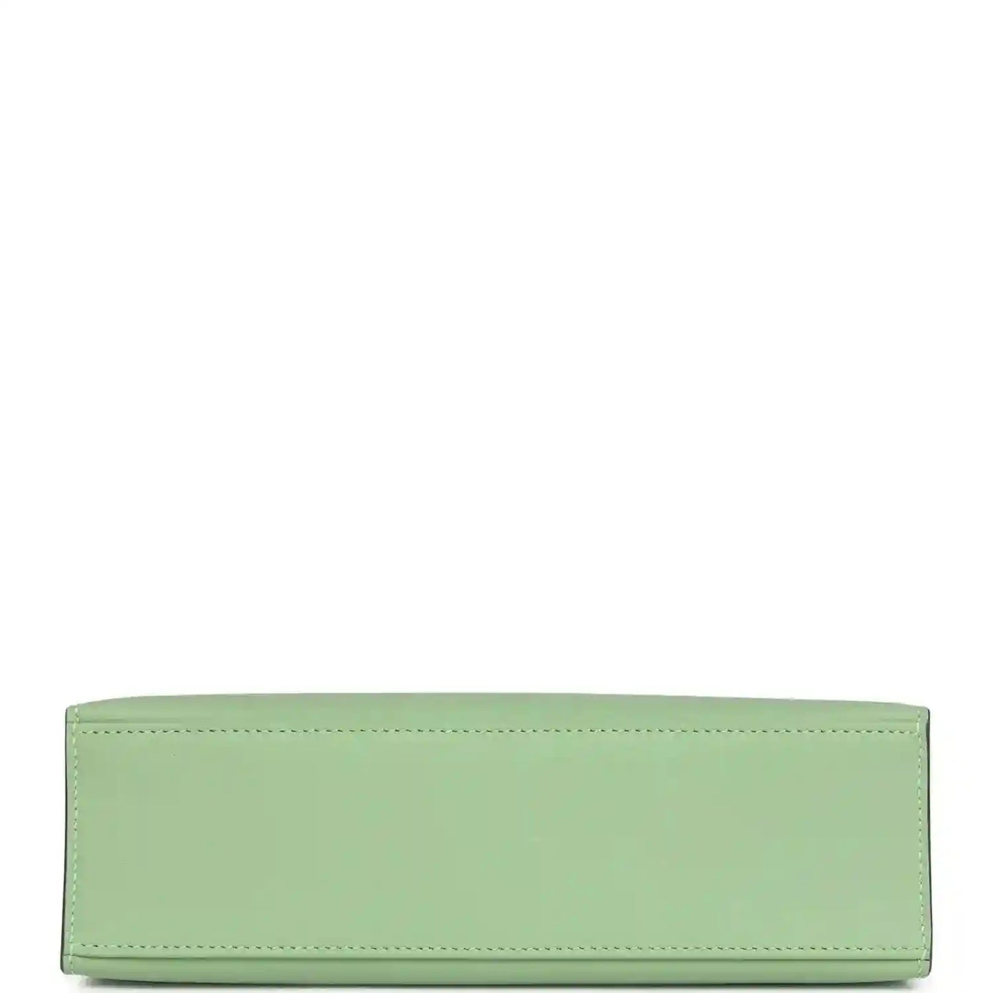Hermes Kelly pochette base, light green leather with contrast edge stitching