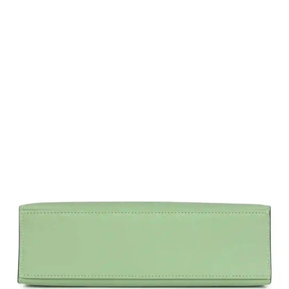 Hermes Kelly pochette base, light green leather with contrast edge stitching