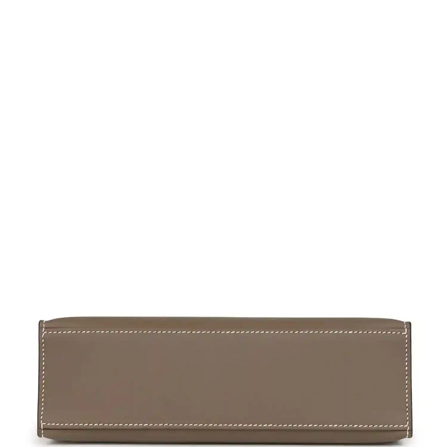 Hermes Kelly leather clutch back panel, etoupe with contrast stitching across flap
