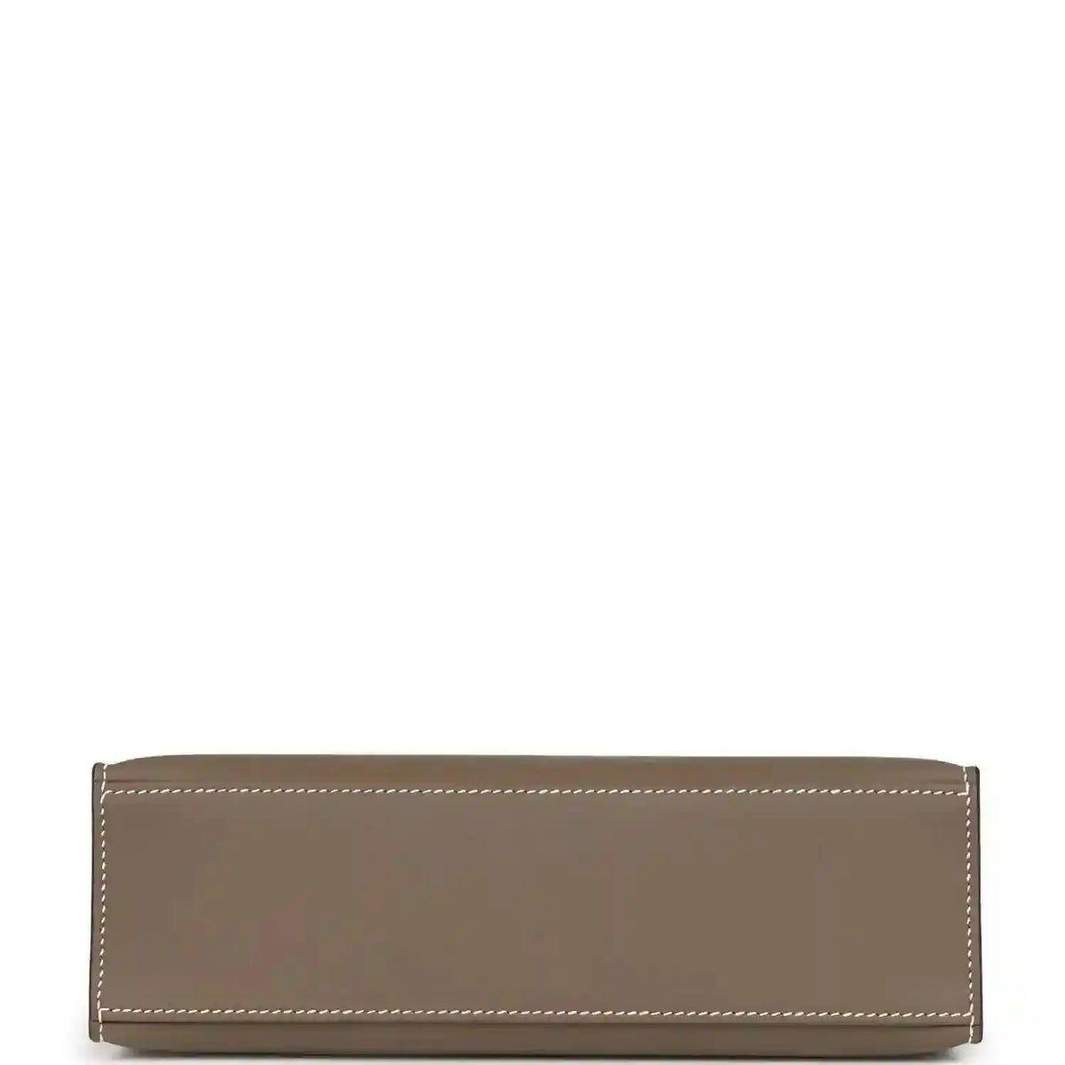 Hermes Kelly leather clutch back panel, etoupe with contrast stitching across flap
