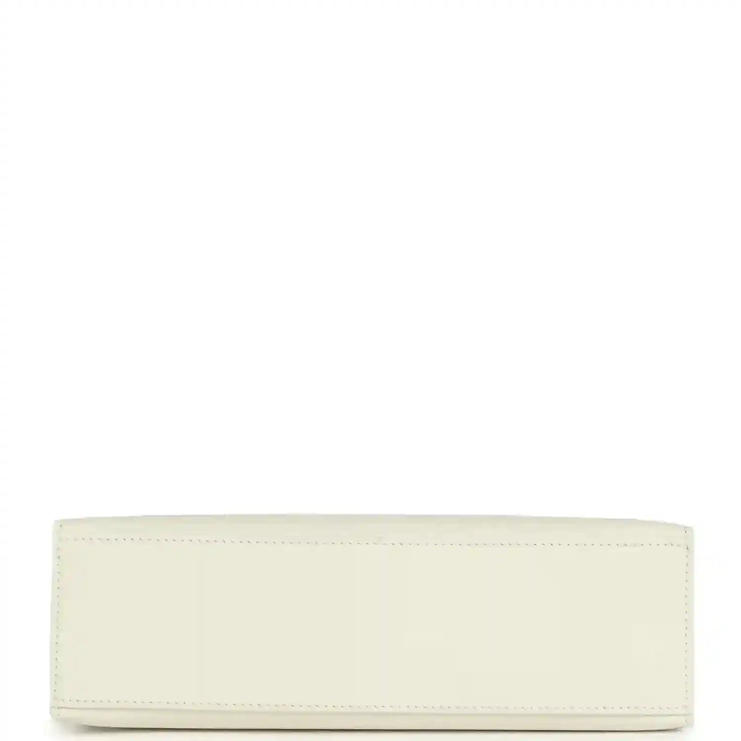 White leather clutch bag long panel with stitched border