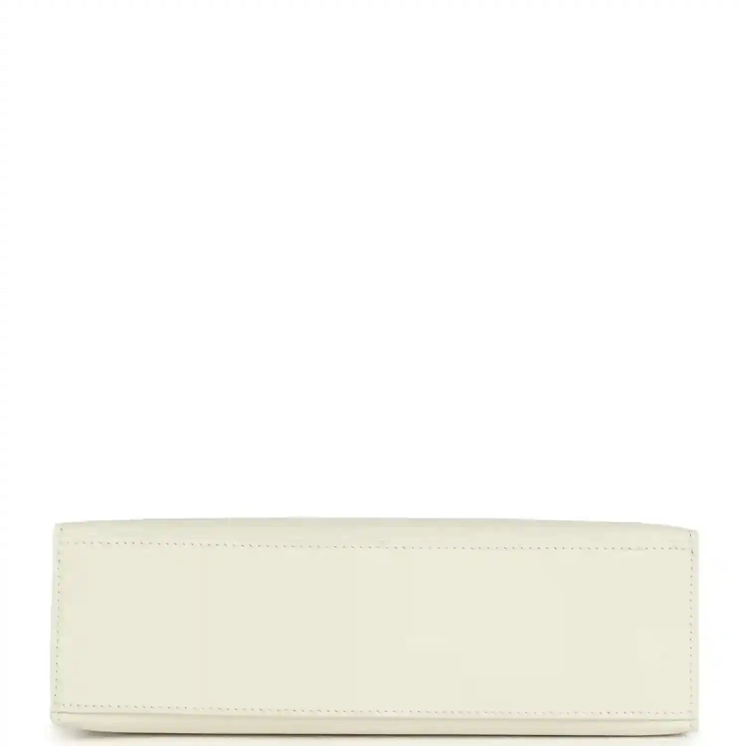White leather clutch bag long panel with stitched border