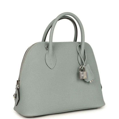 Light gray leather Bolide bag with top handles and front turn-lock closure