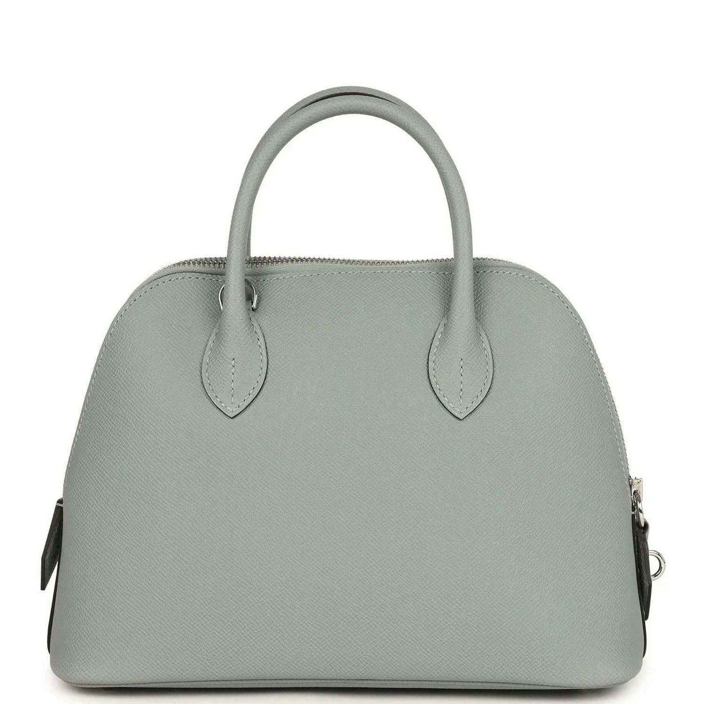 Light gray leather Bolide 25 with double top handles and front leather tabs