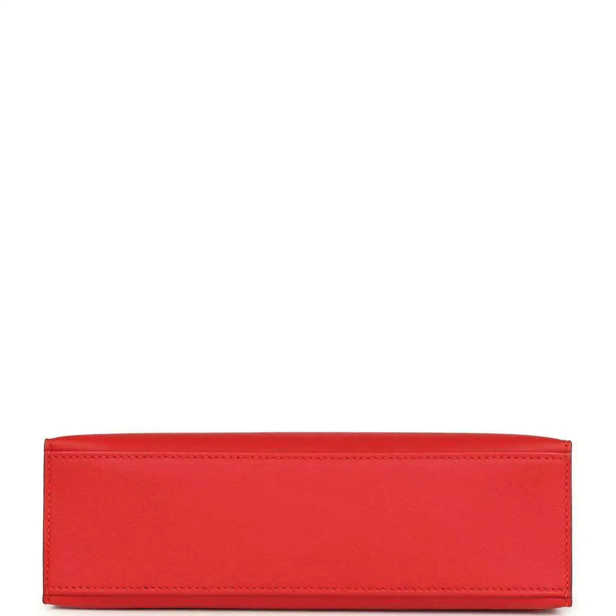 Red leather pochette base panel with smooth stitched edge